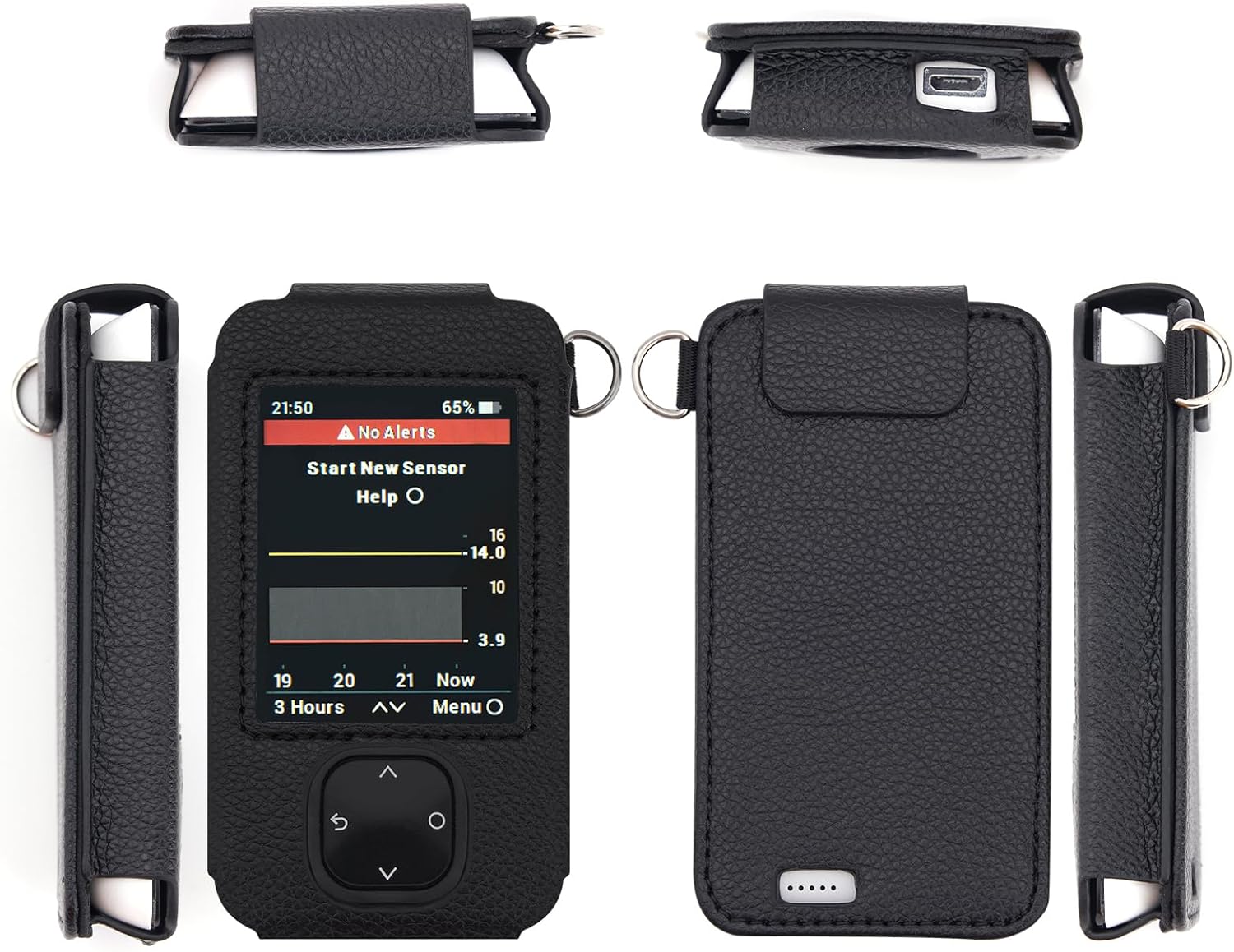 Dexcom G7 Receiver Leather Case with Lanyard and 2PCS Screen Protector (Black) - Image 6