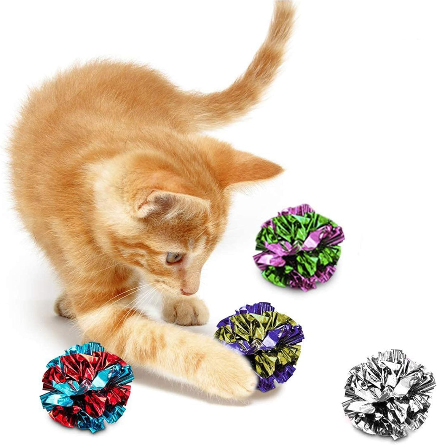 SunGrow 12 Pack Cat Crinkle Balls - 2 Inch Toys for Indoor Pets - Keep Your Feline Energetic & Excited with Vibrant Colors, Lightweight Design for Long-Lasting Fun, Perfect for Playtime - Image 2