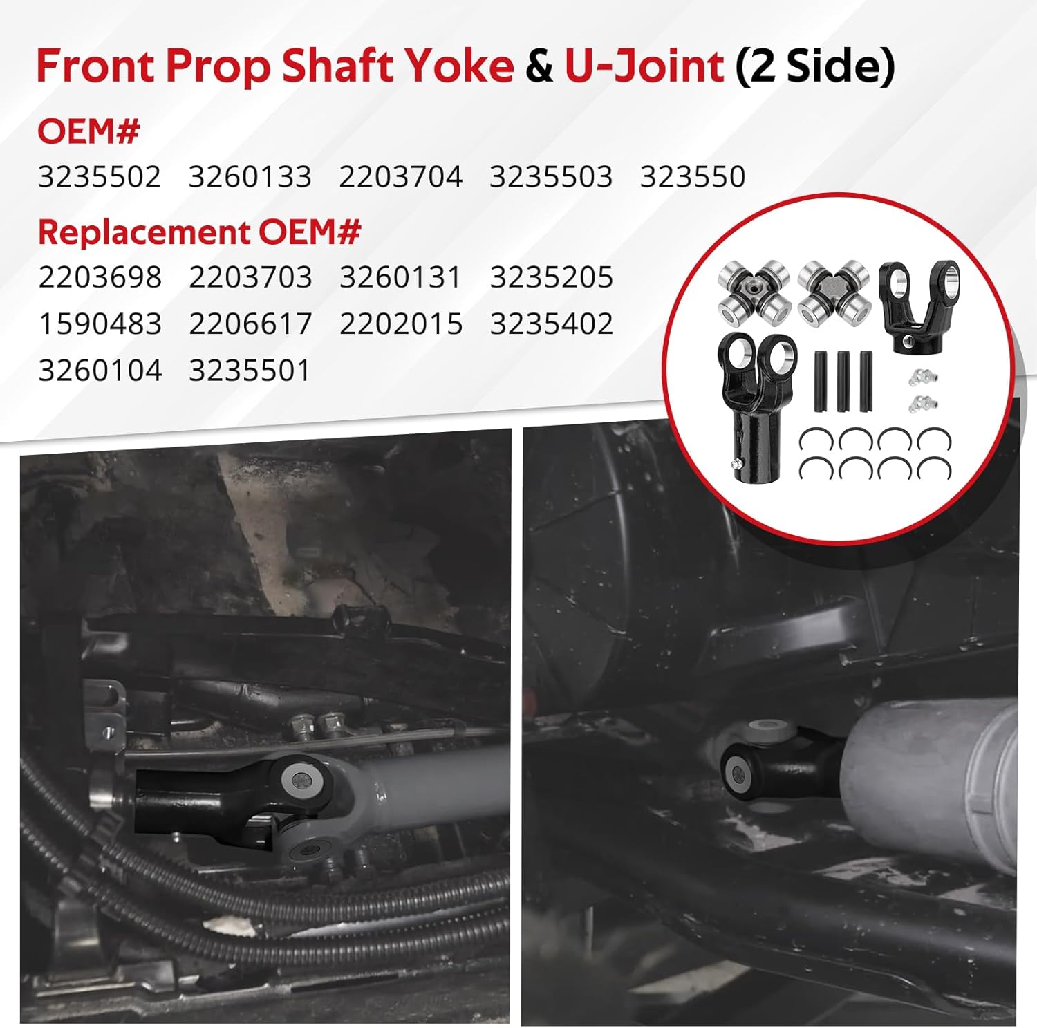 JAVIK Front Prop Shaft Yoke & U-Joint (2 Side) for Polaris Ranger 400 500 570 700 800 900 1000 Diesel HST ETX - Image 5
