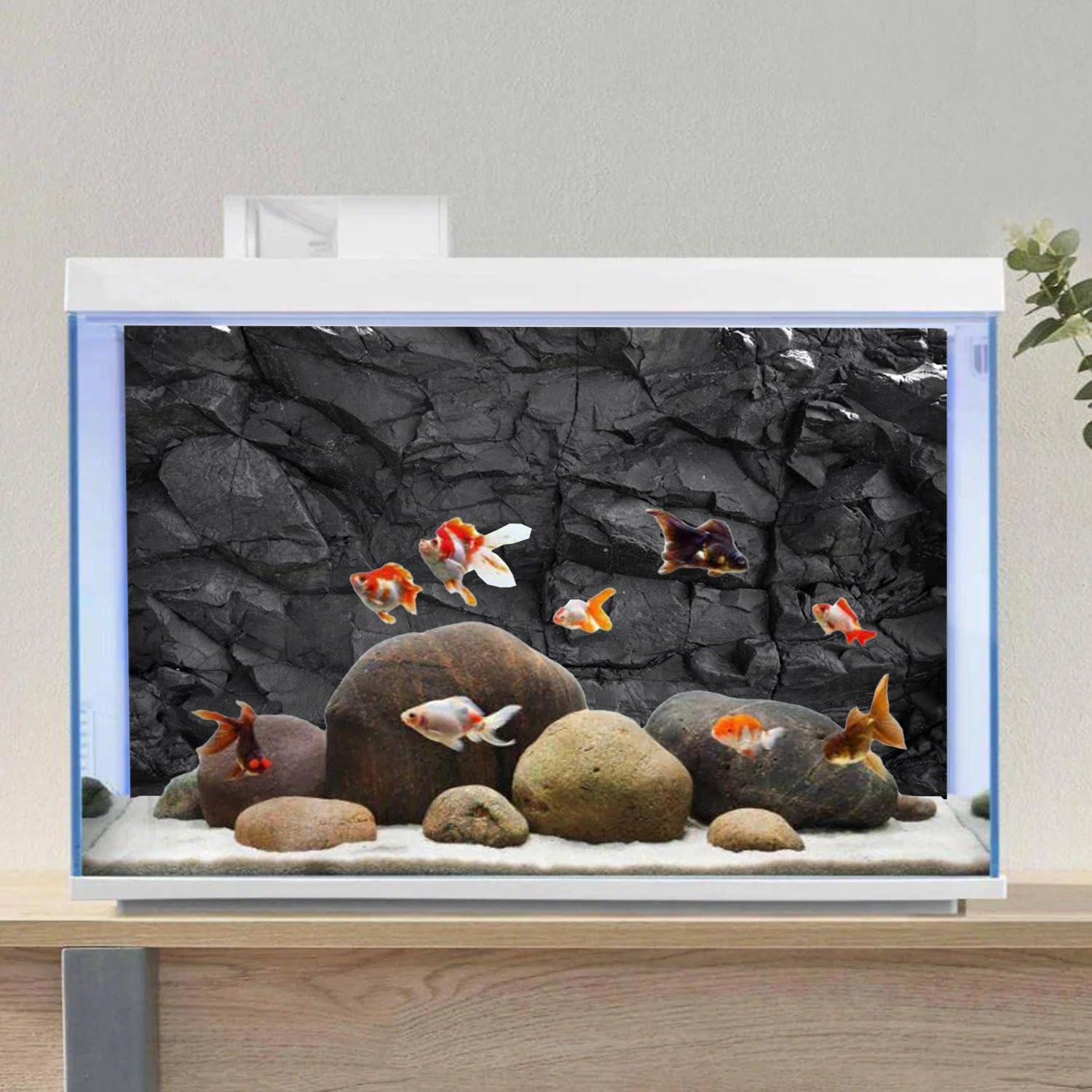 AWERT 72x18 inches Stone Aquarium Background Black Rock Fish Tank Background Rocky Terrarium Background Vinyl - Image 4