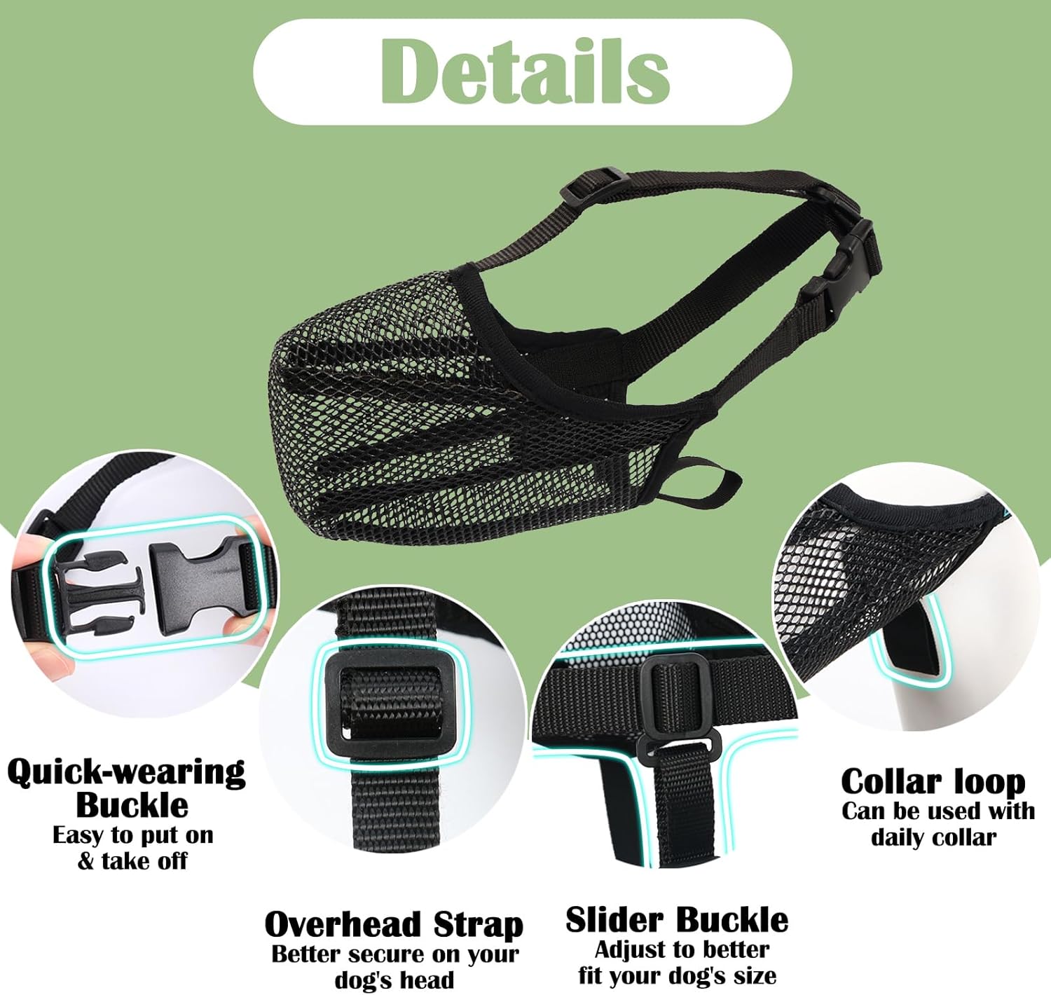 Mayerzon Dog Muzzle, Soft Mesh Muzzle for Small Medium Large Dogs Anti Bite Scavenging, Breathable Adjustable Mouth Guard for German Shepherd Labrador Golden Retriever in Grooming Walking Vet Visits - Image 7