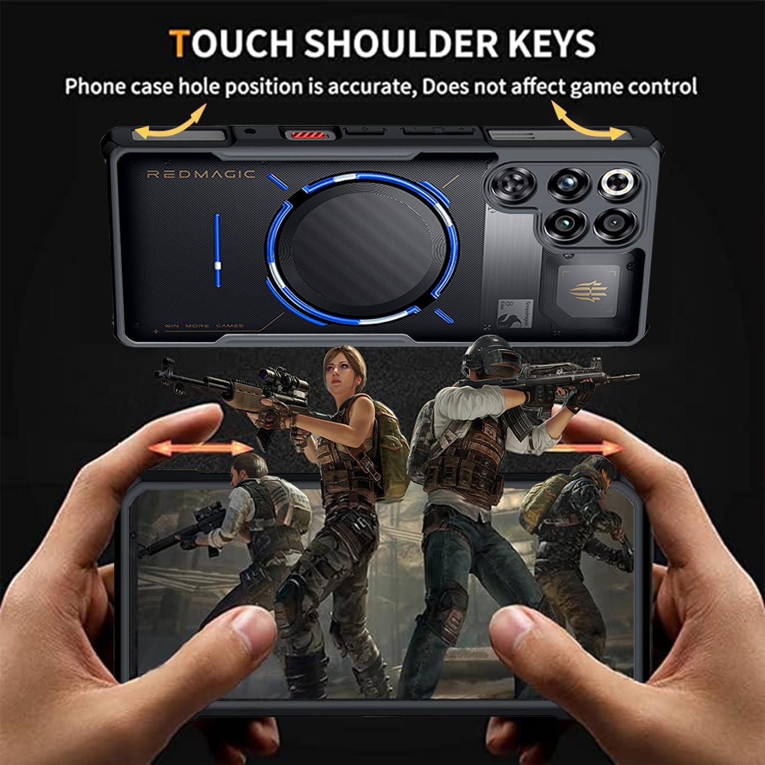 Gaming Case for Red Magic 11 Pro/11S Pro/11 Pro+/11S Pro+ Case, Soft TPU Bumper + Hard PC Back Cover Military Grade Airbags Shockproof Drop Protection,Black - Image 2