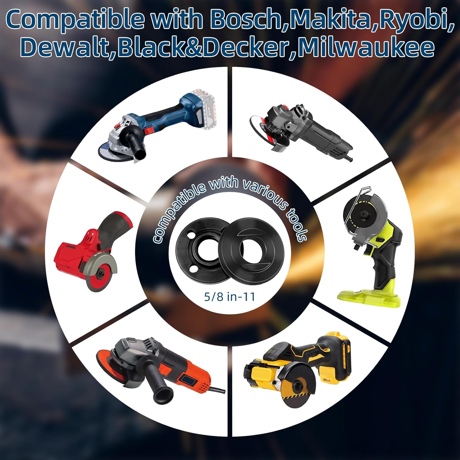 7PCS IALTMEI Angle Grinder Nut & Angle Grinder Wrench Set, Premium 5/8-11 Flange Metal Lock Nut, Compatible with Dewalt, Milwaukee, Makita1, Metabo, Bosch, Ryobi, Black Decker 4.5" 5" Grinder Parts - Image 4