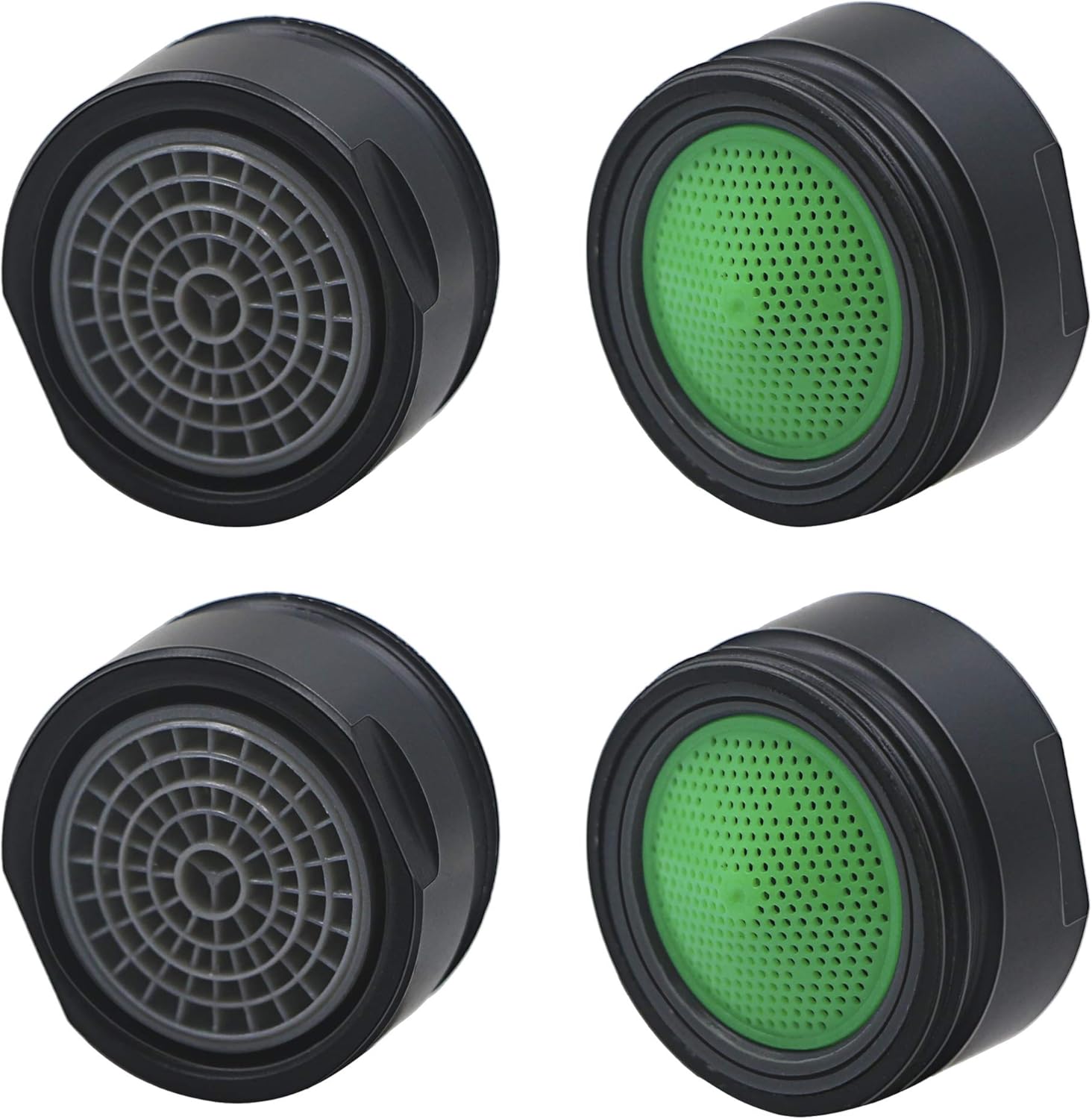 4 Pack 1.5 GPM Faucet Aerator, (24mm)15/16-Inch Male Threads Faucet Bubbler Sink Aerator/Laminar Bubble Water Saving Faucet Aerator with Gasket - Black