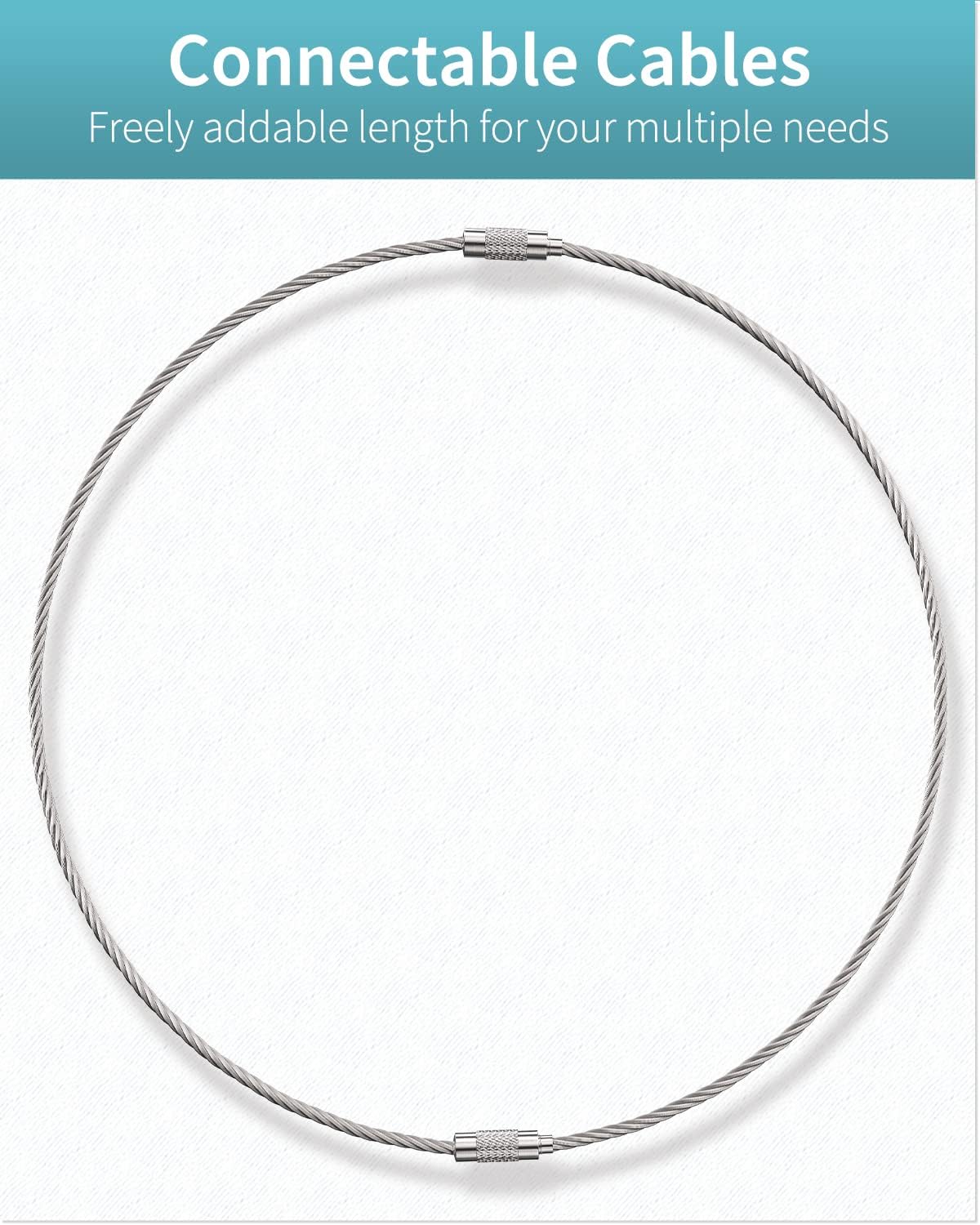Pawfly 5 Inch/10 Inch Wire Keychain Cable Large Stainless Steel Key Ring Loop Holder, 20/50/100 Pack - Image 7