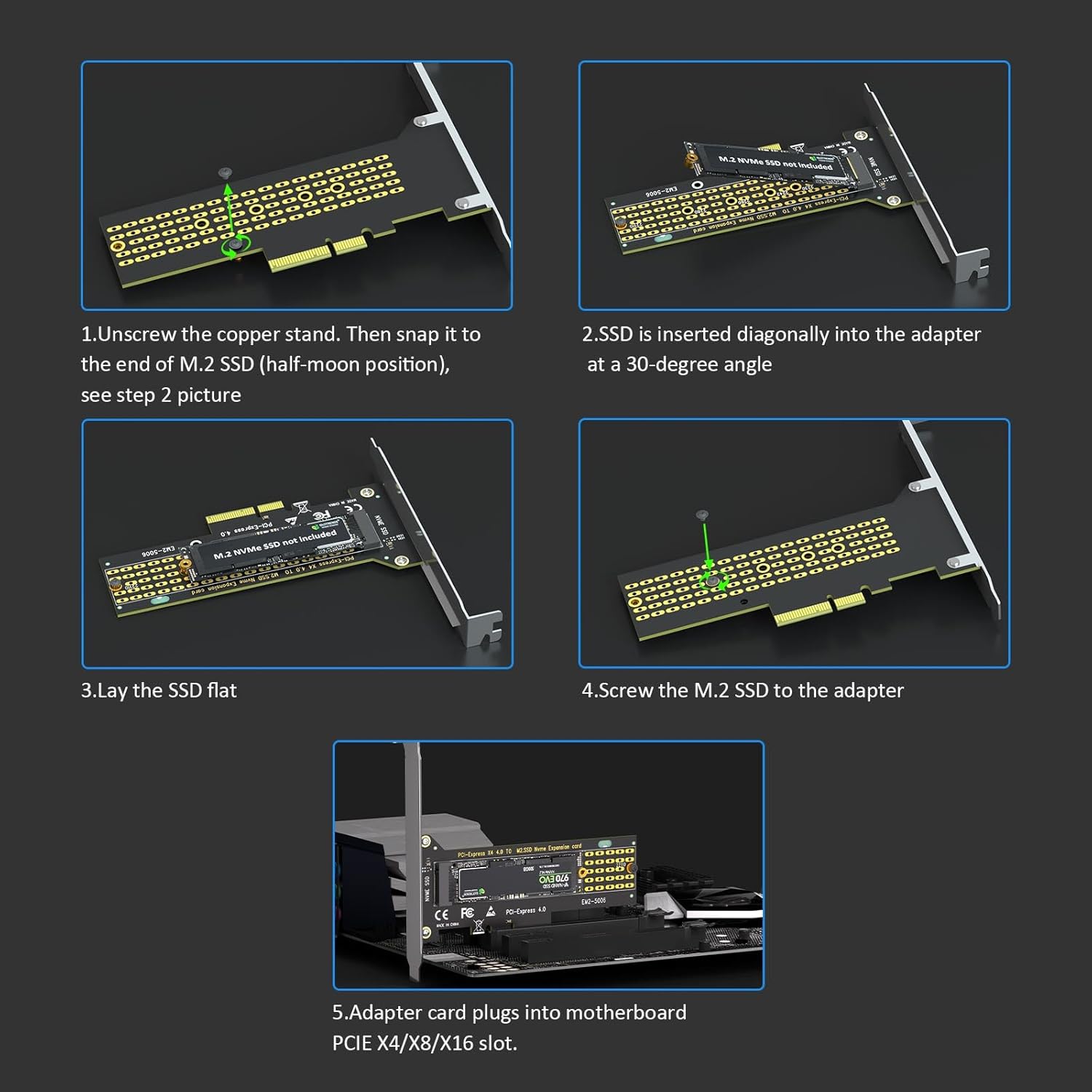 GLOTRENDS PA22110 M.2 NVMe to PCIe 4.0 X4 Adapter for 22110 M.2 NVMe SSD - Image 7