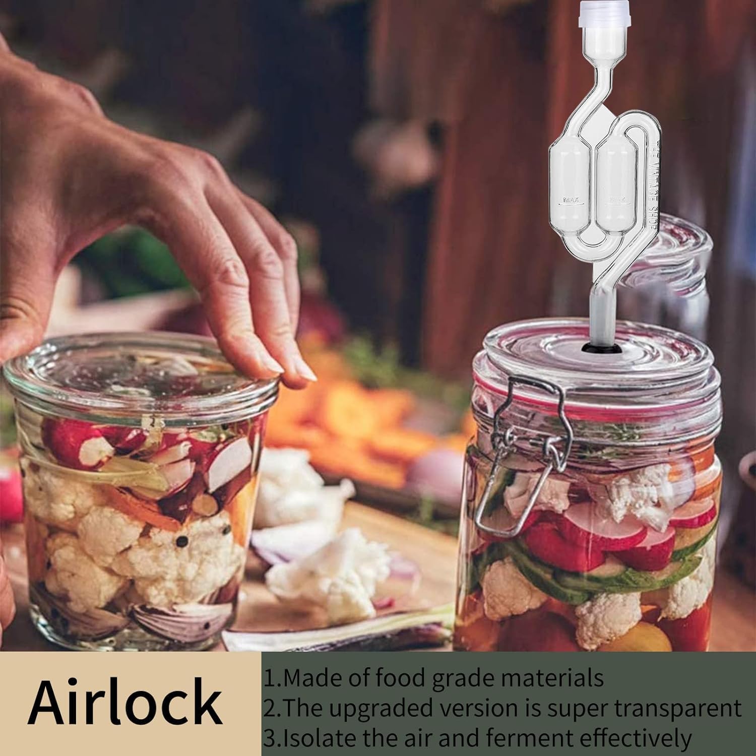 Bubble Airlock Set, 4 Airlocks for Fermenting, 4 Drilling #6 Stoppers and 8 Airlock Grommets, Used for Brewing Wine, Beer, Sauerkraut, Pickles, Etc. Fermentation Bubbler Airlock - Image 2