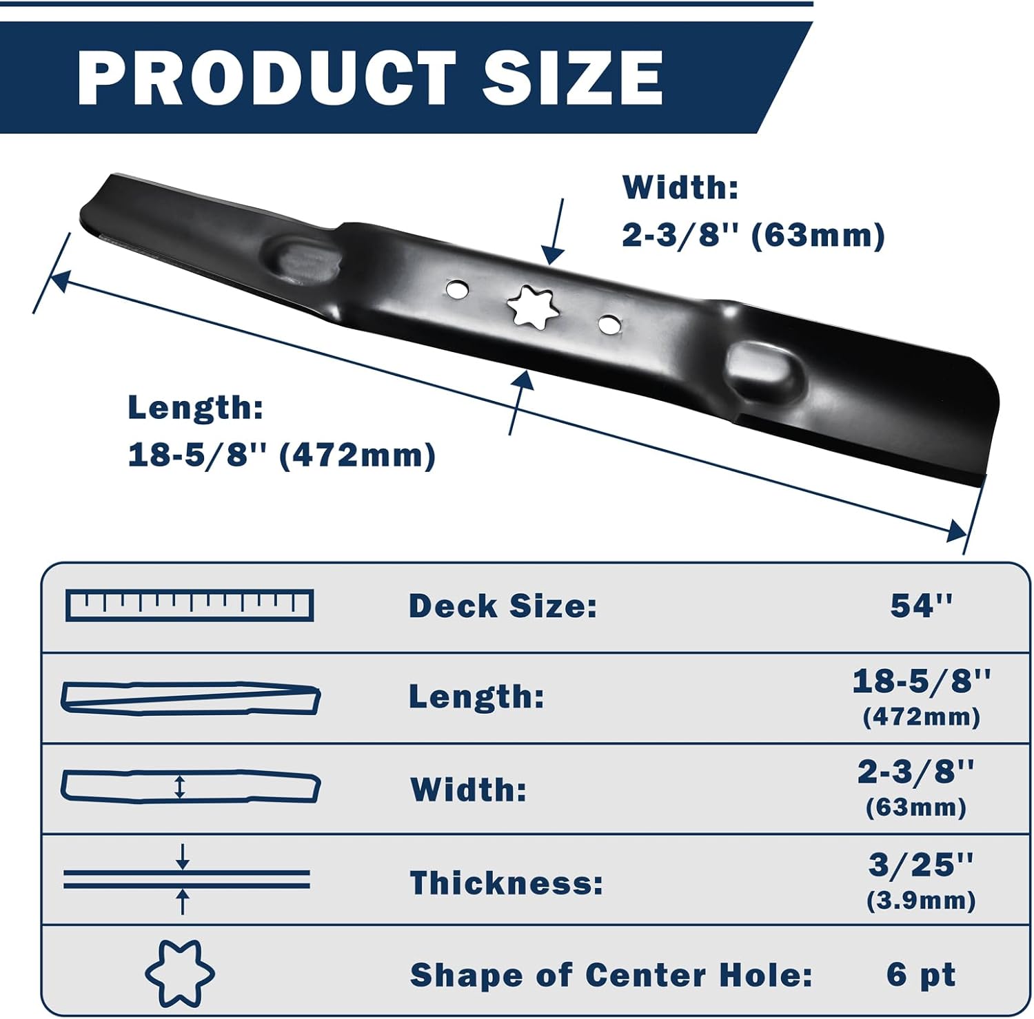 942-05056A 2-in-1 Cutting Lawn Mower Blade for Cub Cadet RZT-L54 XT1 XT2 54 inch Deck, Replaces for Craftsman MTD Ryobi Troy-Bilt 742-05056A, 942-05056, 742-05056, 3 PK - Image 2