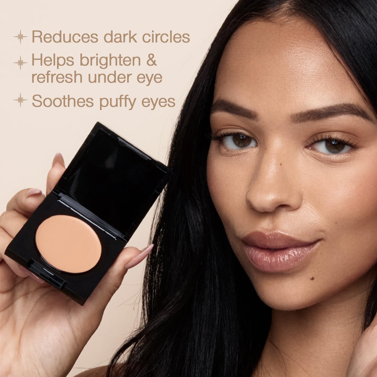 Palladio Under Eye Brightener, Conceal, Brightens, Reduces Appearance of Dark Circles, With Caffeine Peptides & Vitamin E, Tired Skin Color Correcting Brightener & Primer (Medium Nude) - Image 5