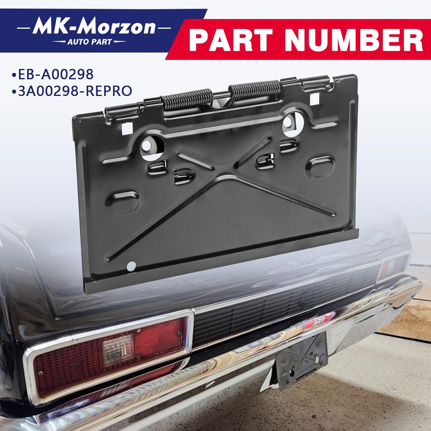 Rear License Plate Tag Bracket with Hinge Compatible with 1968-1972 Chevy Impala Chevelle Camaro Caprice Monte Carlo Nova - Image 2
