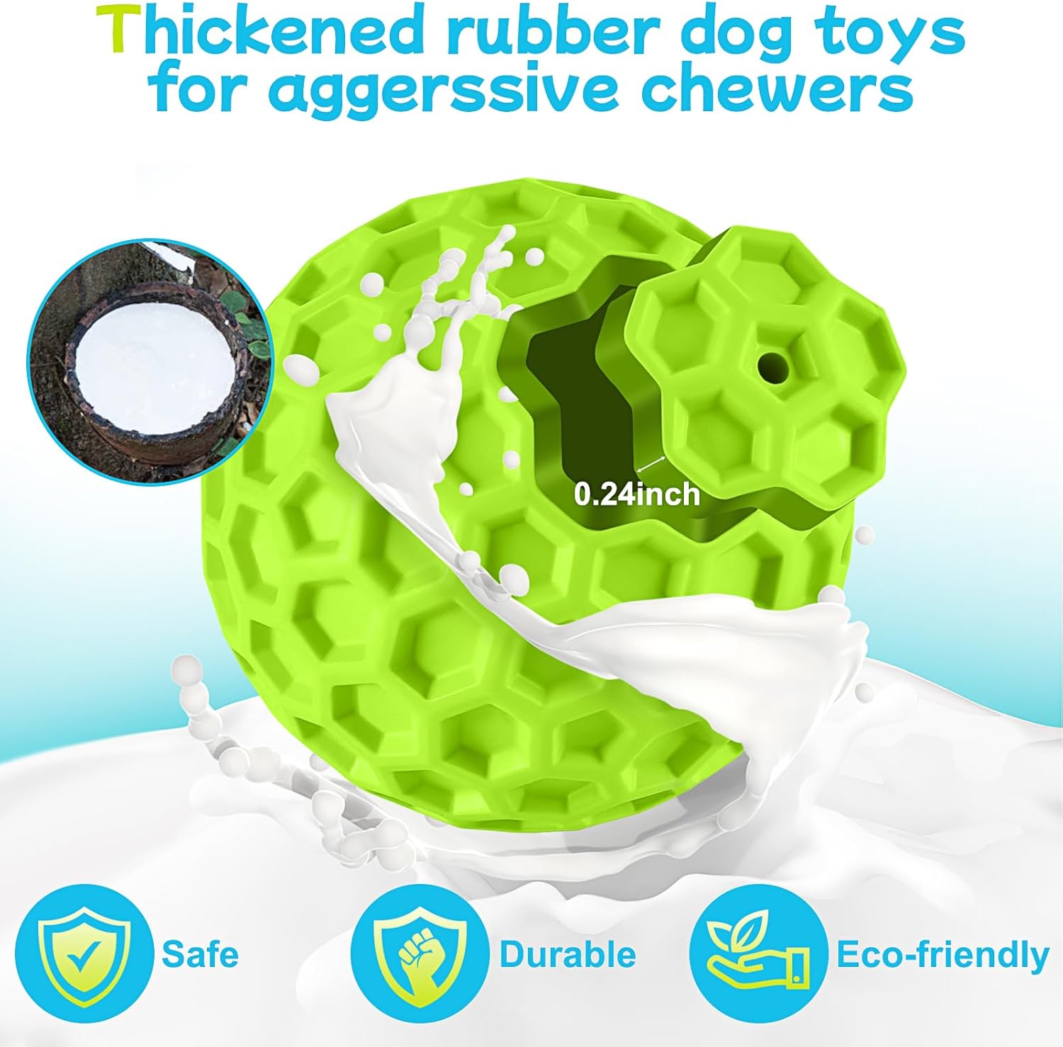 havit Indestructible Squeaky Dog Balls for Aggressive Chewers, Interactive Dog Toys to Keep Them Busy, Rubber Dog Chew Toy for Large Medium Breeds, Outdoor Waterproof (3 Colors) - Image 3