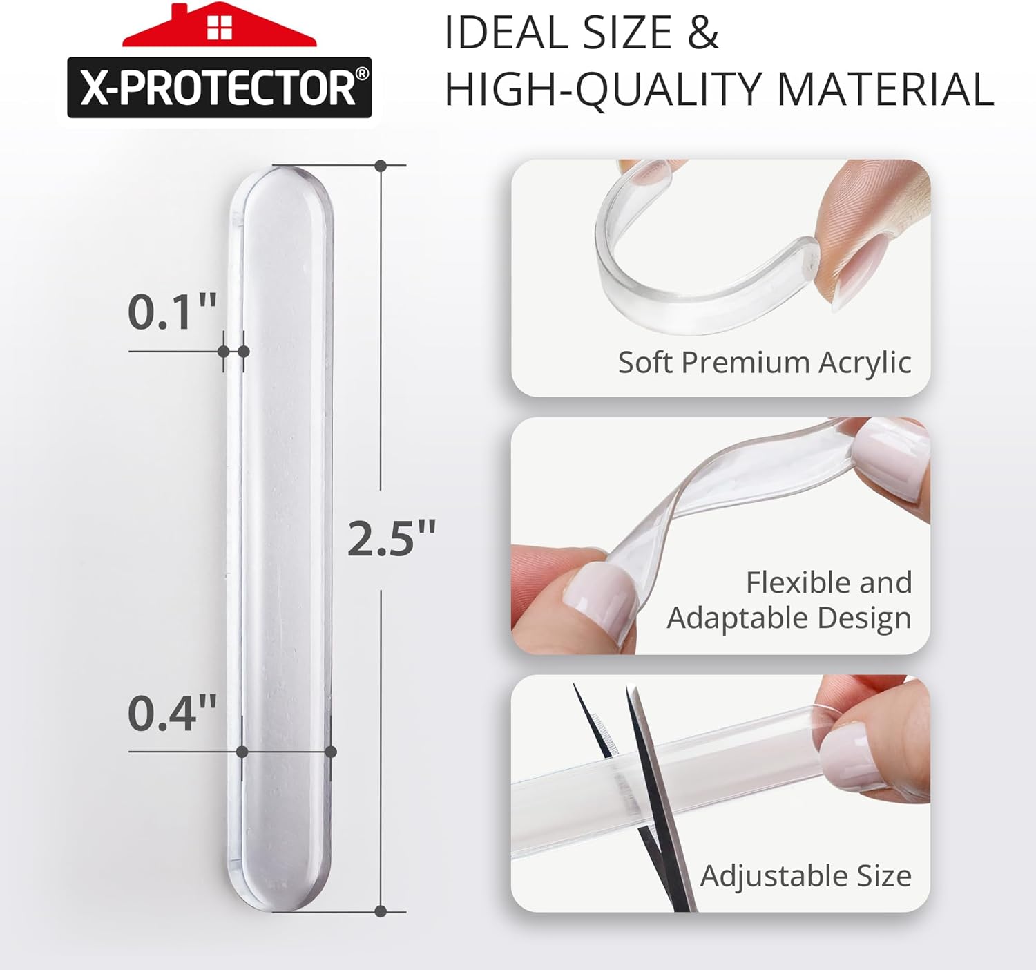 X-Protector Cabinet Door Bumper Strips - 40 PCS - Clear Door Silencer - Premium Cabinet Door Bumpers - Soft Door Slam Stopper - Multi-Purpose Bumpers for Cabinet Doors, Chair Backs, and More! - Image 2