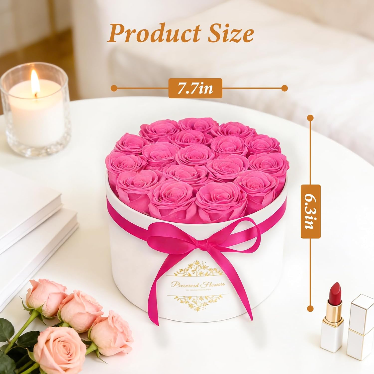 17 Forever Flowers in a Luxury Suede Box, Preserved Roses Birthday Gifts for Women, Romantic Anniversary Valentines Day Gifts for Girlfriend Wife Her, Pink - Image 7