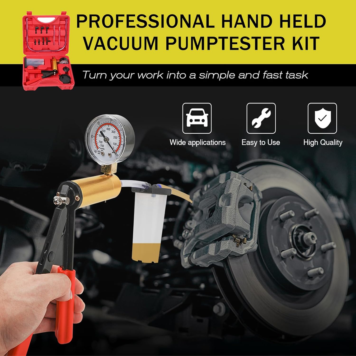 2 in 1 Brake Bleeder Kit with Hand Vacuum Pump and Adapters Brake Bleeder Vacuum Pump Kit for Auto Car Truck Motorcycle Use - Image 6