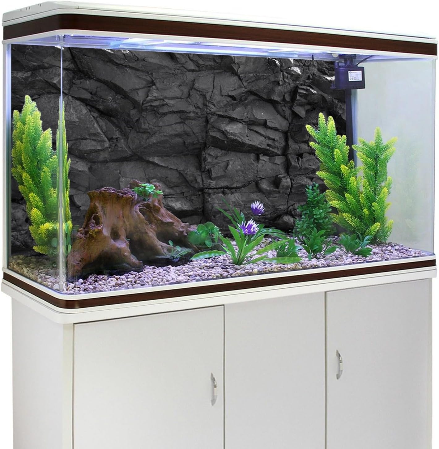 AWERT 72x18 inches Stone Aquarium Background Black Rock Fish Tank Background Rocky Terrarium Background Vinyl - Image 3