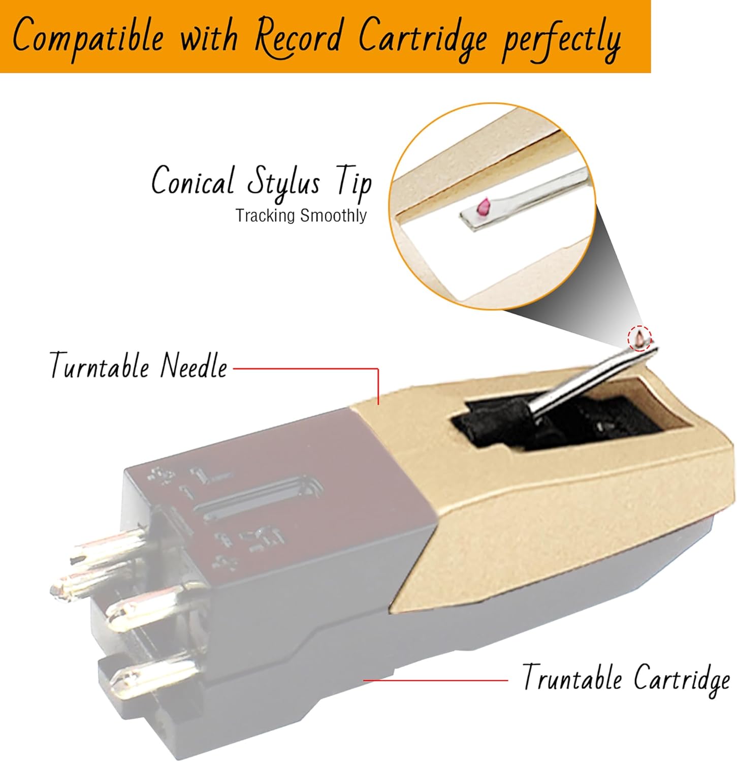 Record Player Needles, Turntable Stylus Record Needles Replacement for Crosley, 1byone, Boytone, LP&No.1, Victrola, and Jensen Vinyl Record Players(Pack of 3) - Image 3