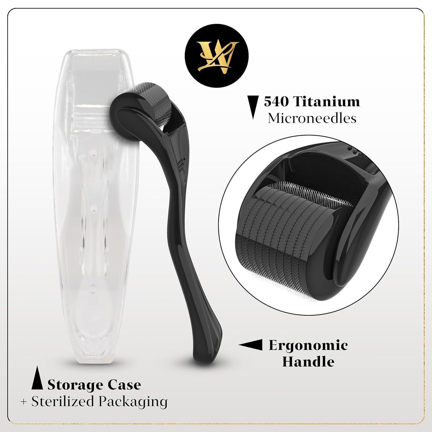 Derma Roller for Skin, Hair & Beard – Women and Men Titanium Microneedling Roller for Face & Scalp, Safe & Easy to Use - Jet Black - Image 6