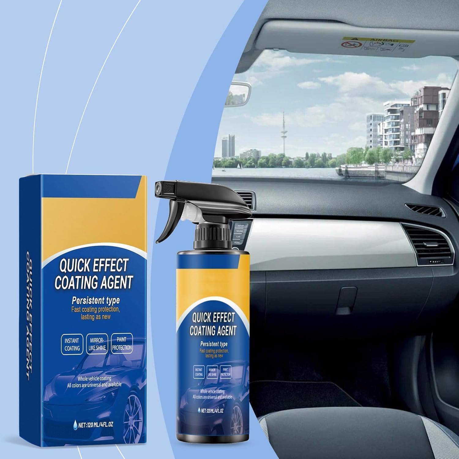 Quick Effect Car Coating Spray 2 Pack, Waterless Wash Polish, Paint Protection and Glass Cleaner - Image 3