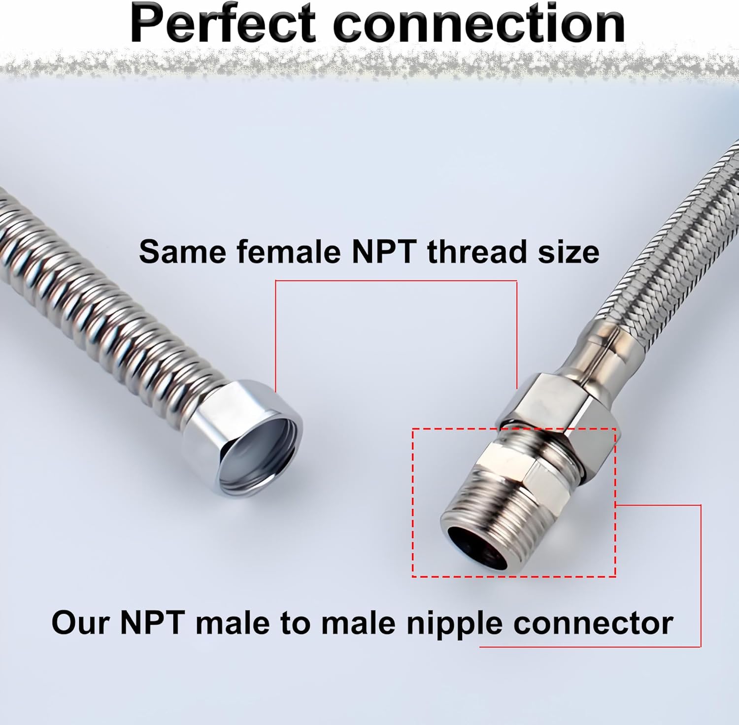 3/8" NPT Male Hex Nipple Pipe Fittings, 304 Stainless Steel 3/8 inch Threaded Pipe Adapter Fittings Equal Nipples Connectors, 4pcs Male Straight Connector Pipe Fitting - Image 8