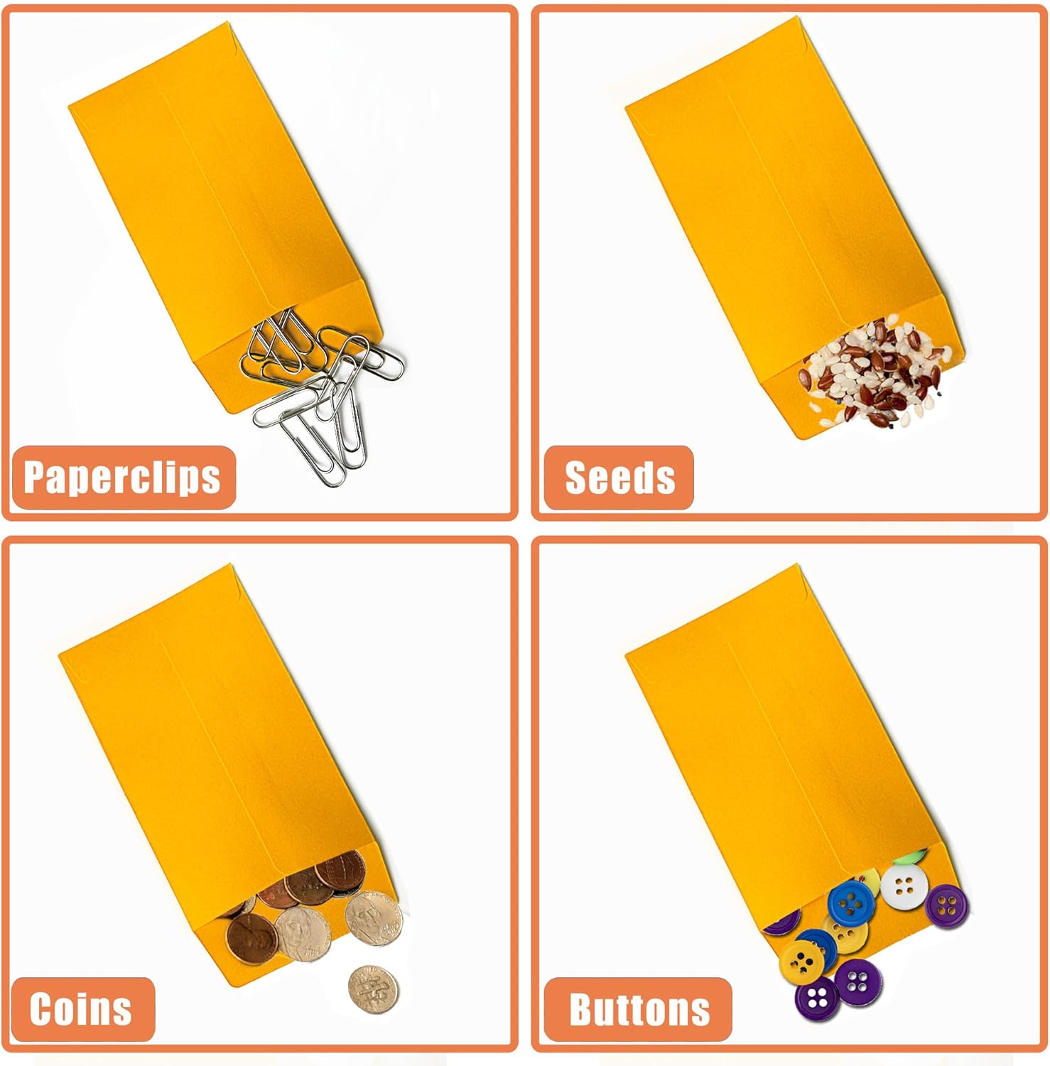 Homrelaxy #1 300 Pcs Small Coin Envelopes 2.25" x 3.5" with Gummed Flap, Yellow Kraft Mini Envelopes for Storing Keys, Stamps, Seeds, Tips and Small Items (300) - Image 4