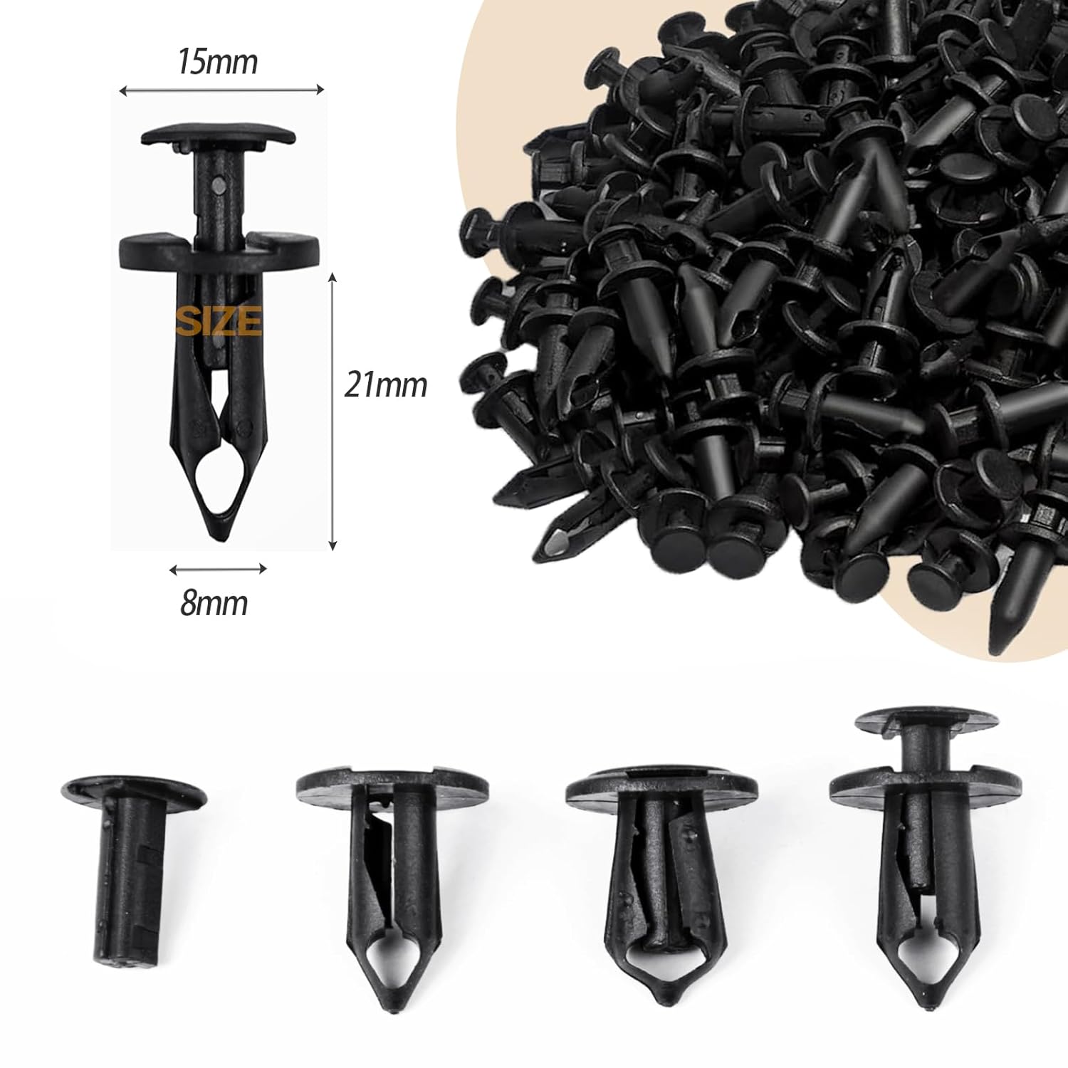 UNIGT 150pcs ATV UTV Body Fastener Rivets Push Pin Compatible with Can Am 293150089 Polaris 7661855 RZR Ranger Suzuki Kawasaki Rancher 90653-HC4-900 Plastic Fender Clips - Image 5