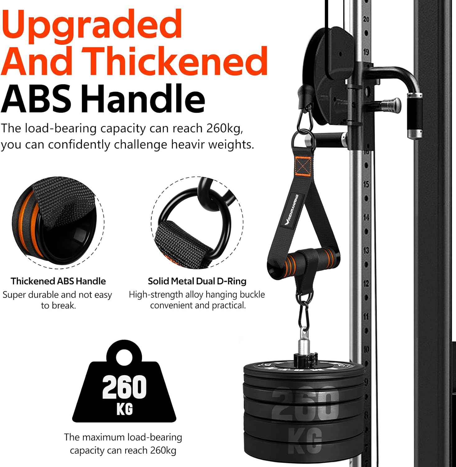 RENRANRING Gym Exercise Handles, Replacement Handle Attachments for Cable Machine Pulleys, Resistance Band and Strength Trainer, Pull Down Workout Accessories, Home Gym Add On Equipment - Image 3