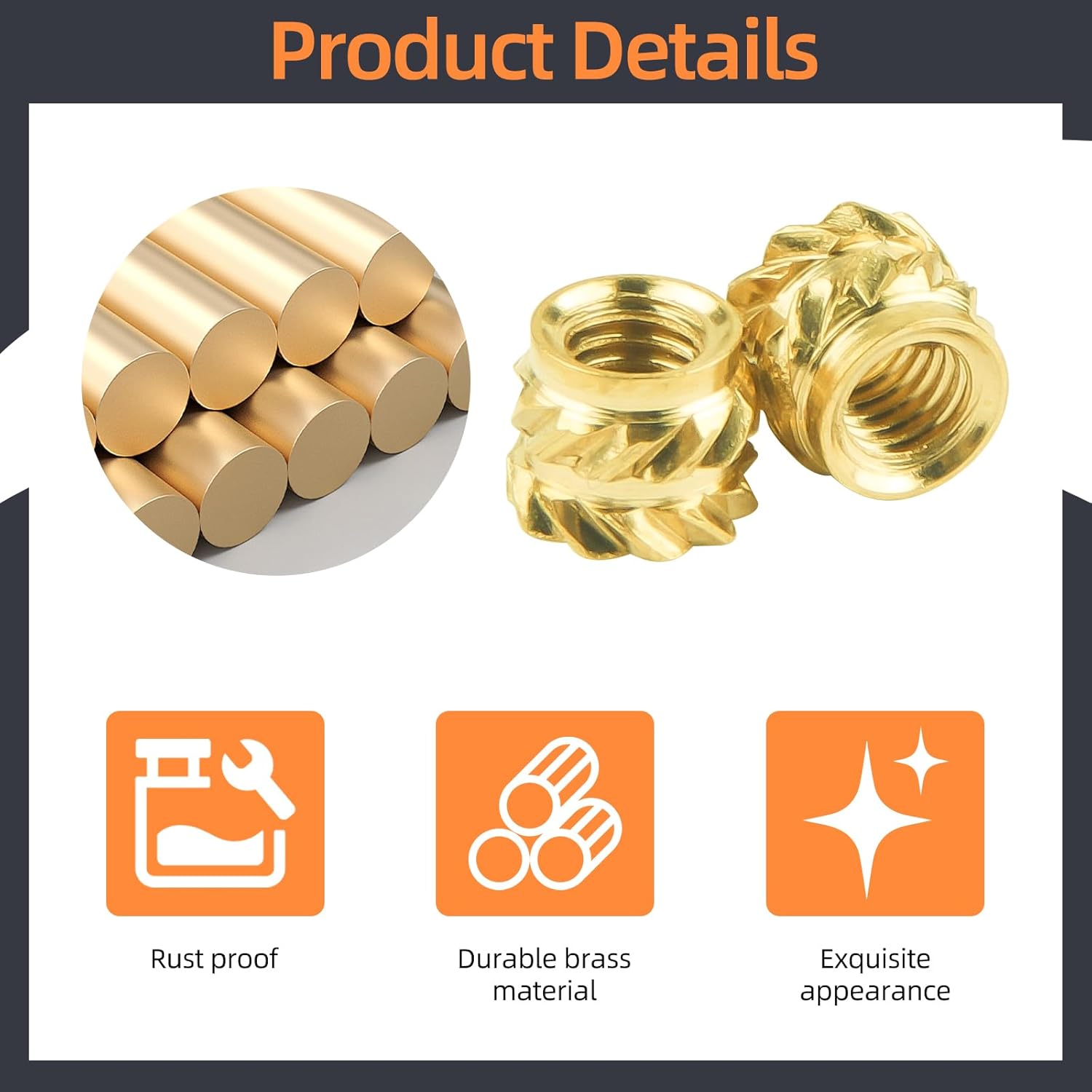 100 PCS M3 Threaded Insert M3 x 4mm x 5mm Heat Set Inserts, 3D Printing Brass Nuts Threaded Inserts Nuts for Plastic, Female Thread Knurled Heat Embedment Nut for Loptop Automotive Plastic Shell - Image 3