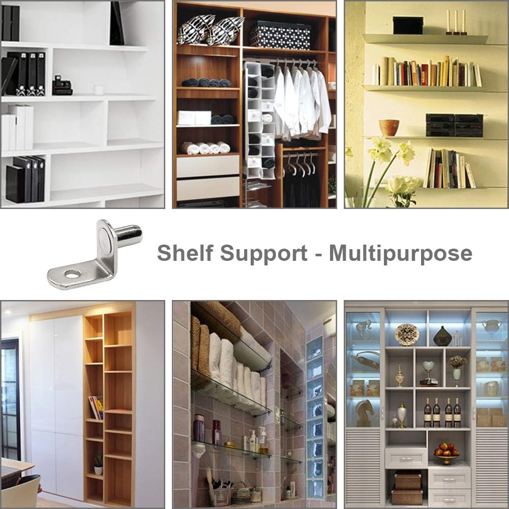 "50 Pcs 6mm Shelf Pins, L-Shaped Nickel Plated Shelf Support Pegs with Hole for Cabinet, Bookcase, Closet, Kitchen Furniture - Durable Metal Bracket Holders". - Image 6
