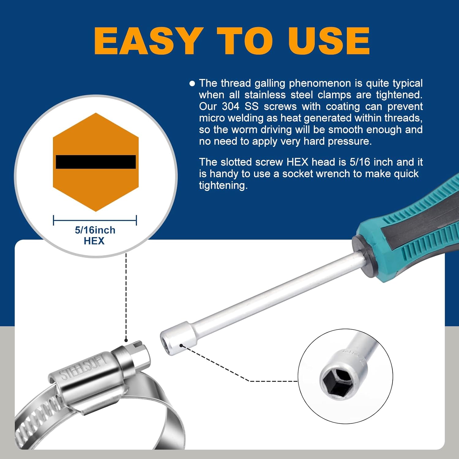 Non-Stripping Worm Gear Hose Clamp Mini Size#4, 5/16 to 1/2 inch Adjustable Stainless Steel Hose Clamps for 3/16 1/4"id Fuel Line,Rolled Band Edge Protection,20Pack - Image 3