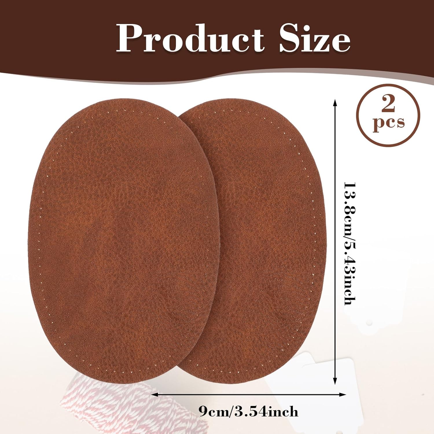 2PCS Elbow Patches for Clothes, 5.43×3.54 Inches Sew-On Fabric Oval PU Leather Elbow Patch, Clothes Fabric Repair Sewing Patches for Sweaters, Jackets, Trousers and Hats(Coffee) - Image 2
