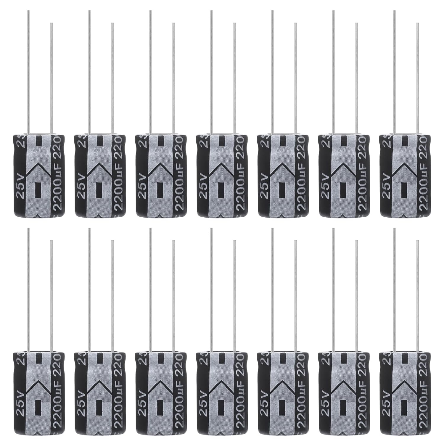2200uF 25V 13x20mm Electrolytic Capacitor 2200UF MFD 25 Volt 0.51x0.79in Aluminum Capacitors (Pack of 15)