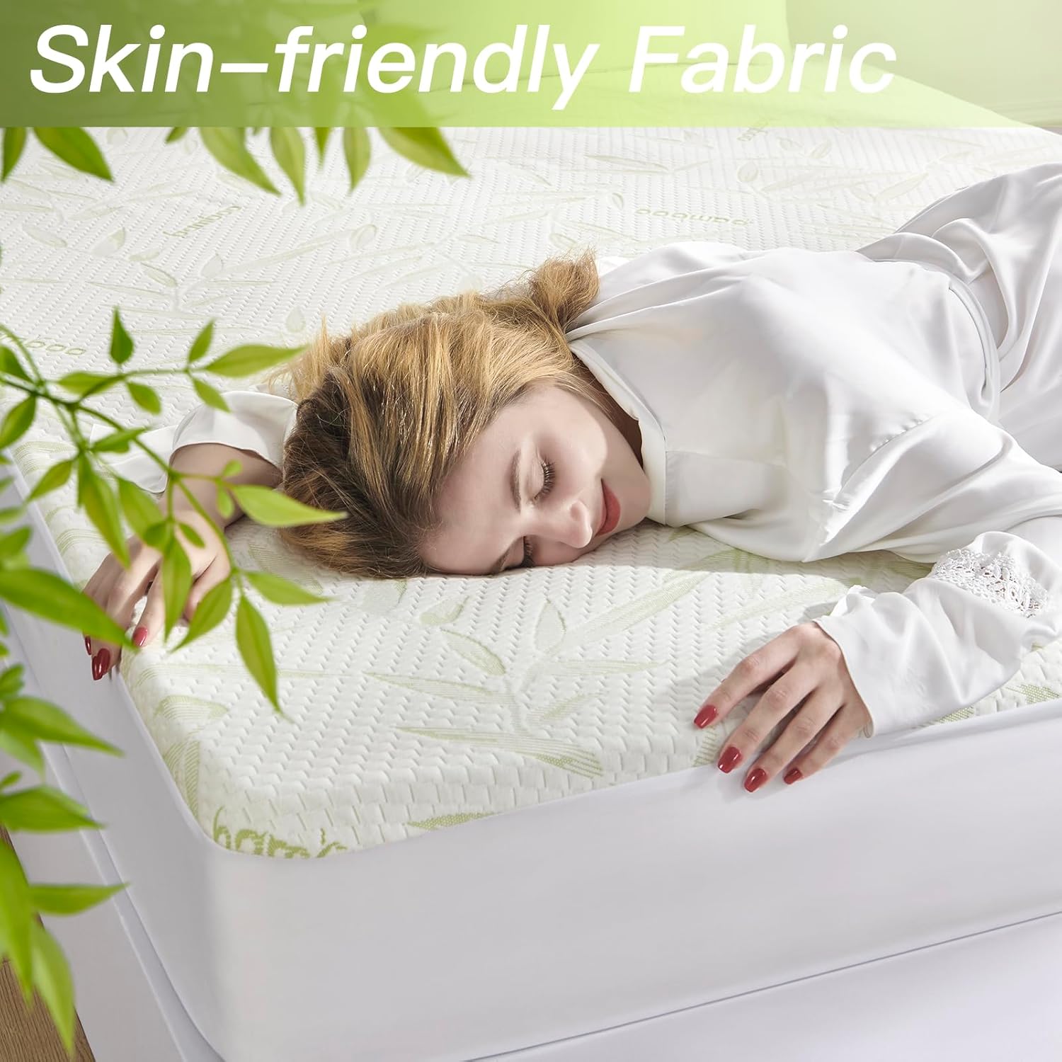 Full Size Mattress Protector Waterproof Mattress Pad Washable Bamboo Rayon Mattress Cover Breathable Noiseless Bed Protector 5" - 21'' Elastic Fitted Deep Pocket - Image 3