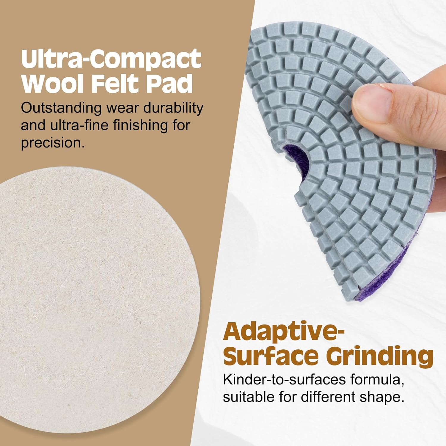 VISCOO 20 Pack 4 Inch Diamond Polishing Pads, Granite Polishing Pads Kit with 5/8''-11 Backer Pad, 50-6000 Grit Wet/Dry Polishing Pads for Marble, Concrete, Quartz, Stone, Tile with Wool Felt Pads - Image 3