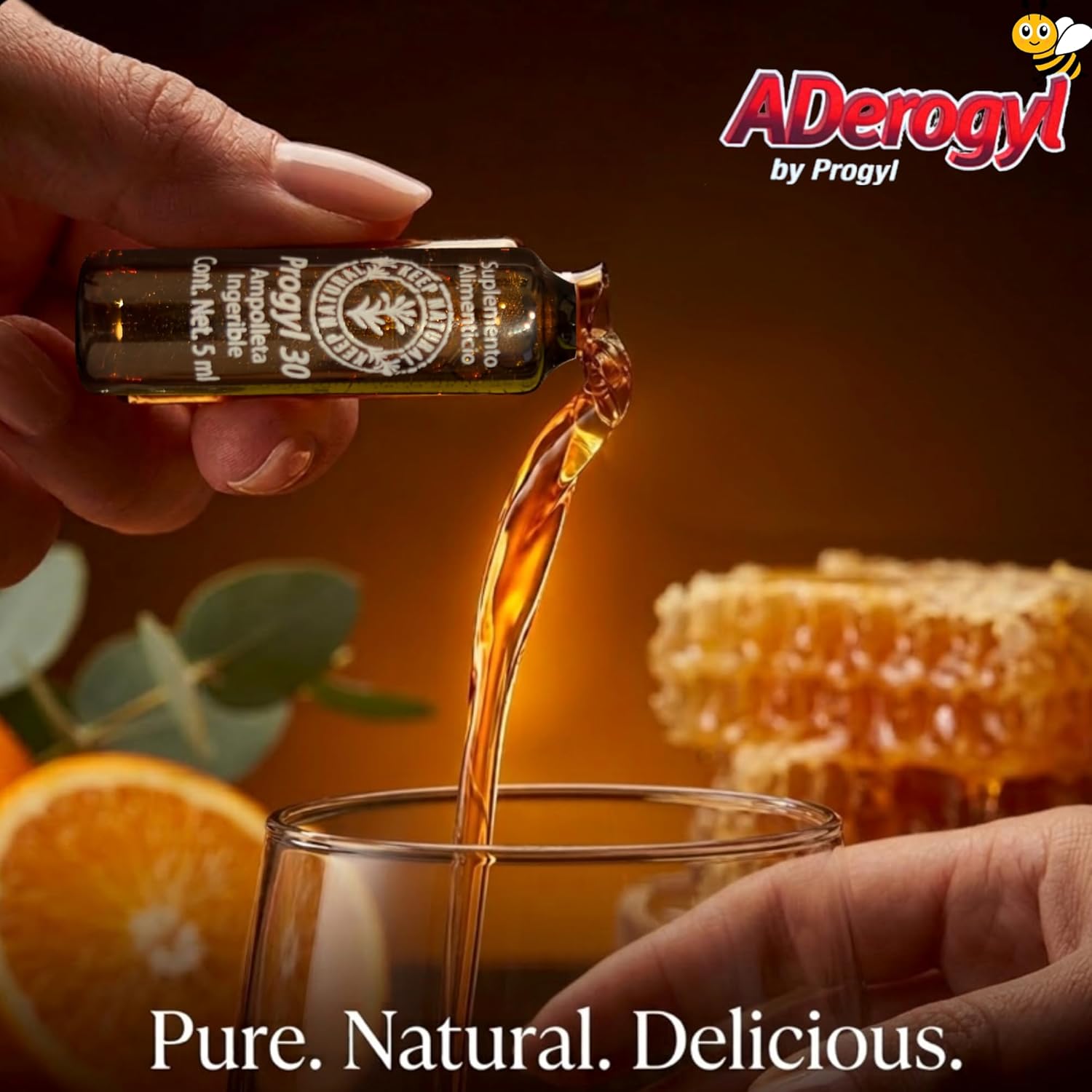 Aderogyl Oral Liquid Vitamins with A, C, D, E, Zinc, Bee Honey, Propolis, and Botanical Extracts with Orange Flavor - Immune Support Supplement - Includes 5 Ampoules - Image 7