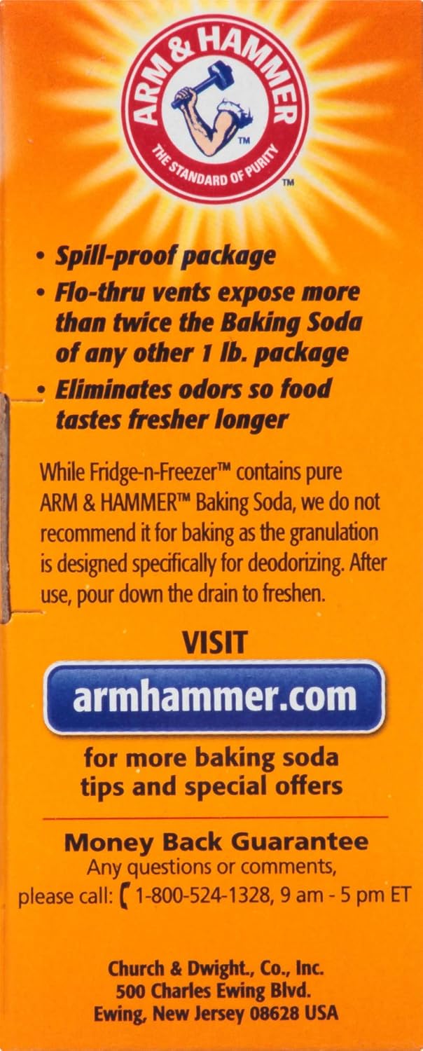 Arm & Hammer Baking Soda Fridge-n-Freezer Odor Absorber, Orange 14 oz, Pack of 12 - Image 13