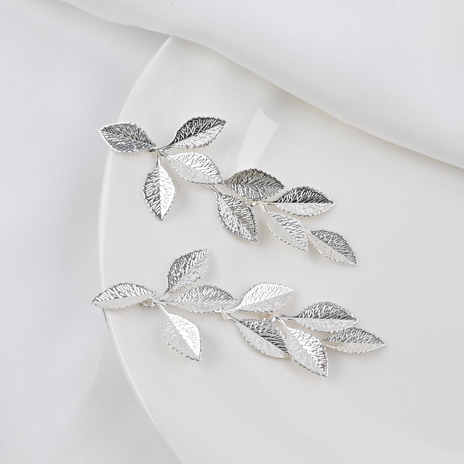 Gold Silver Rose Gold Long Leaf Stud Earrings Lightweight Leaf Dangle Drop Earrings Leaf Jewelry for Wedding Party Formal Dinner - Image 5