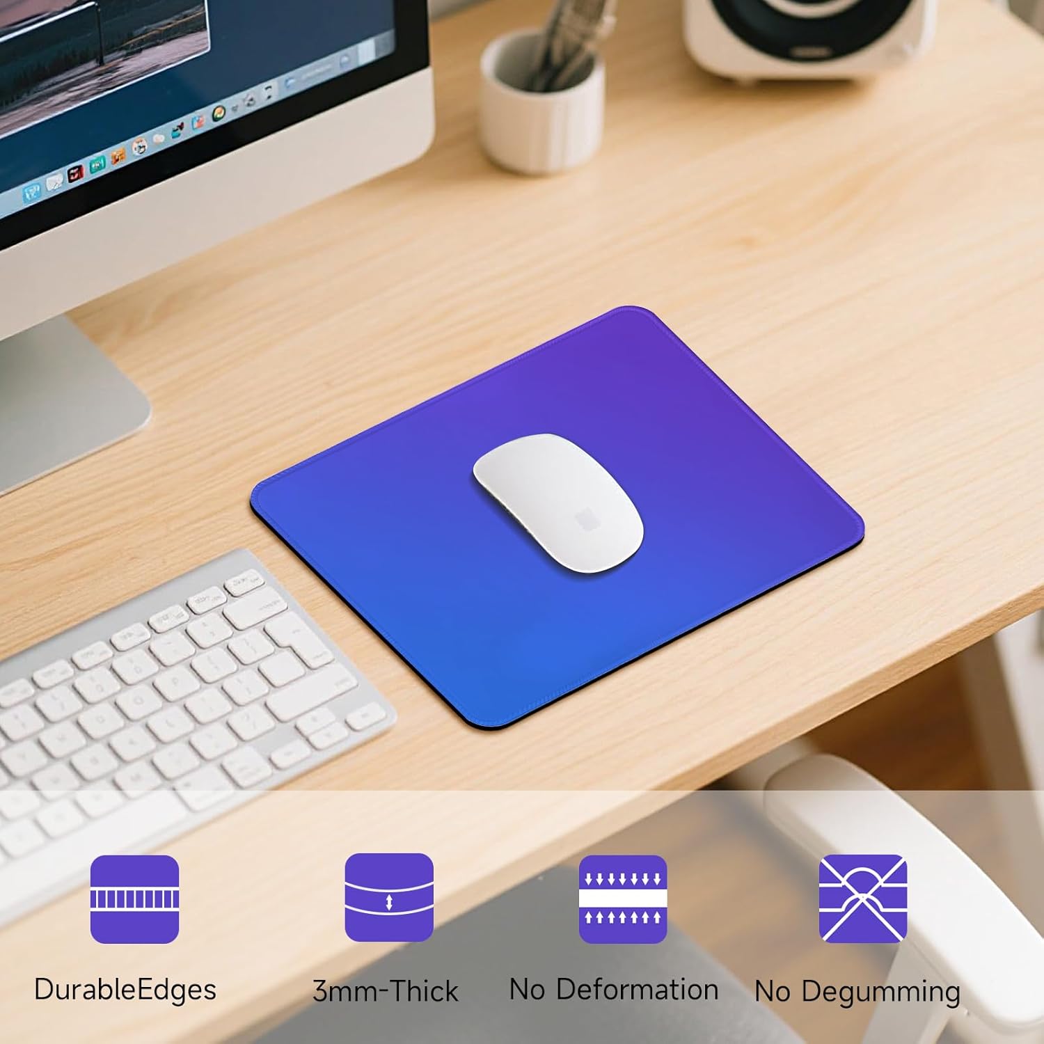Premium Mouse Pad with Stitched Edges – 10.2 x 8.3 in | Smooth, Washable Mat with Non-Slip Base | Personalized Cute MousePads for Laptop, Computer, Office, Home (Blue-Purple Gradient) - Image 7