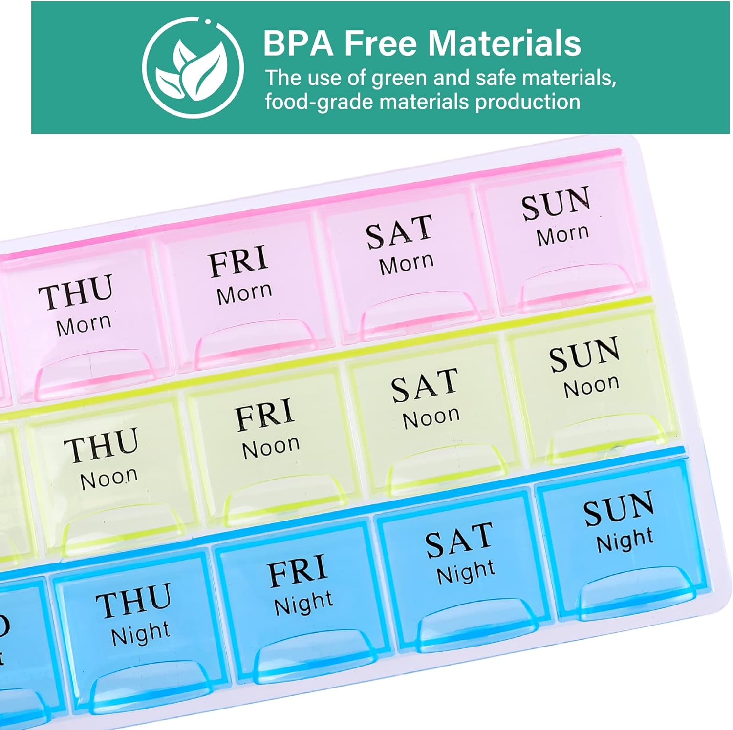 Large Weekly Pill Organizer 3 Times A Day, Moisture-Proof 7 Day Pill Box, Travel Pill Cases Portable for Pills Vitamin Fish Oil Supplements - Image 5
