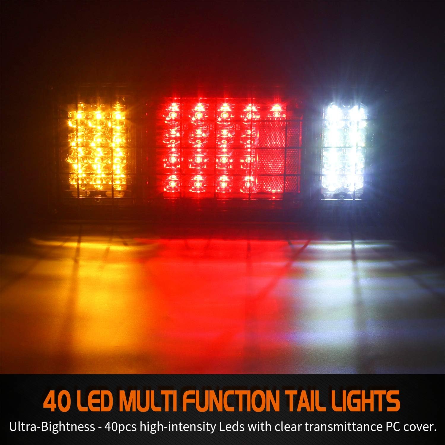 LINKITOM 40 LED Truck Tail Light Bar, Super Bright Turn Signal Brake Reverse Tail Light with Iron Net Protection for 10-30 Volt Truck Boat Snowmobile Trailer Pickup RV Camper UTV UTE Vans - Image 3