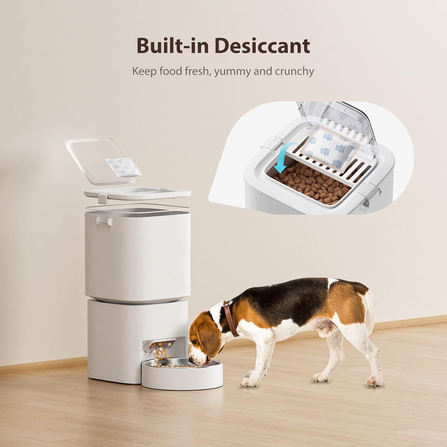 5L/21 Cups Automatic Cat Feeder, Timed Automatic Pet Feeders, Cat Dry Food Dispenser Dual Power, 10 Meals Programmable 1-15 Portion Control Cats Feeder, Pet Food Dispenser for Cats & Puppy(Not WiFi) - Image 3