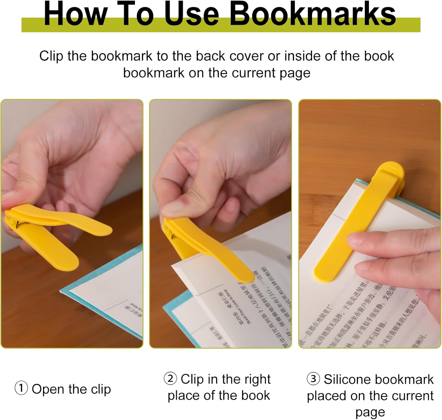 3Pcs Automatic Bookmark, Silicone Smart Book Marks for Reading Women, Men, Kids,Cute Unique Book Markers Bookmark Clip Reading Accessories Gifts for Book Lovers (1 Yellow+1 Red+1 Blue) - Image 3