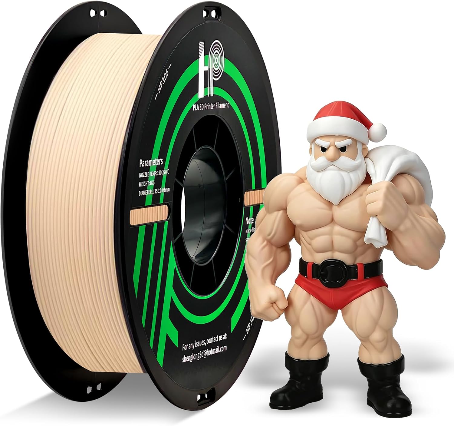 HP3DF PLA Filament, 3D Printer Filament, PLA Filament 1.75mm Dimensional Accuracy +/- 0.02mm, 1KG Spool (2.2 lbs), Fit Most FDM Printer (Skin Beige)