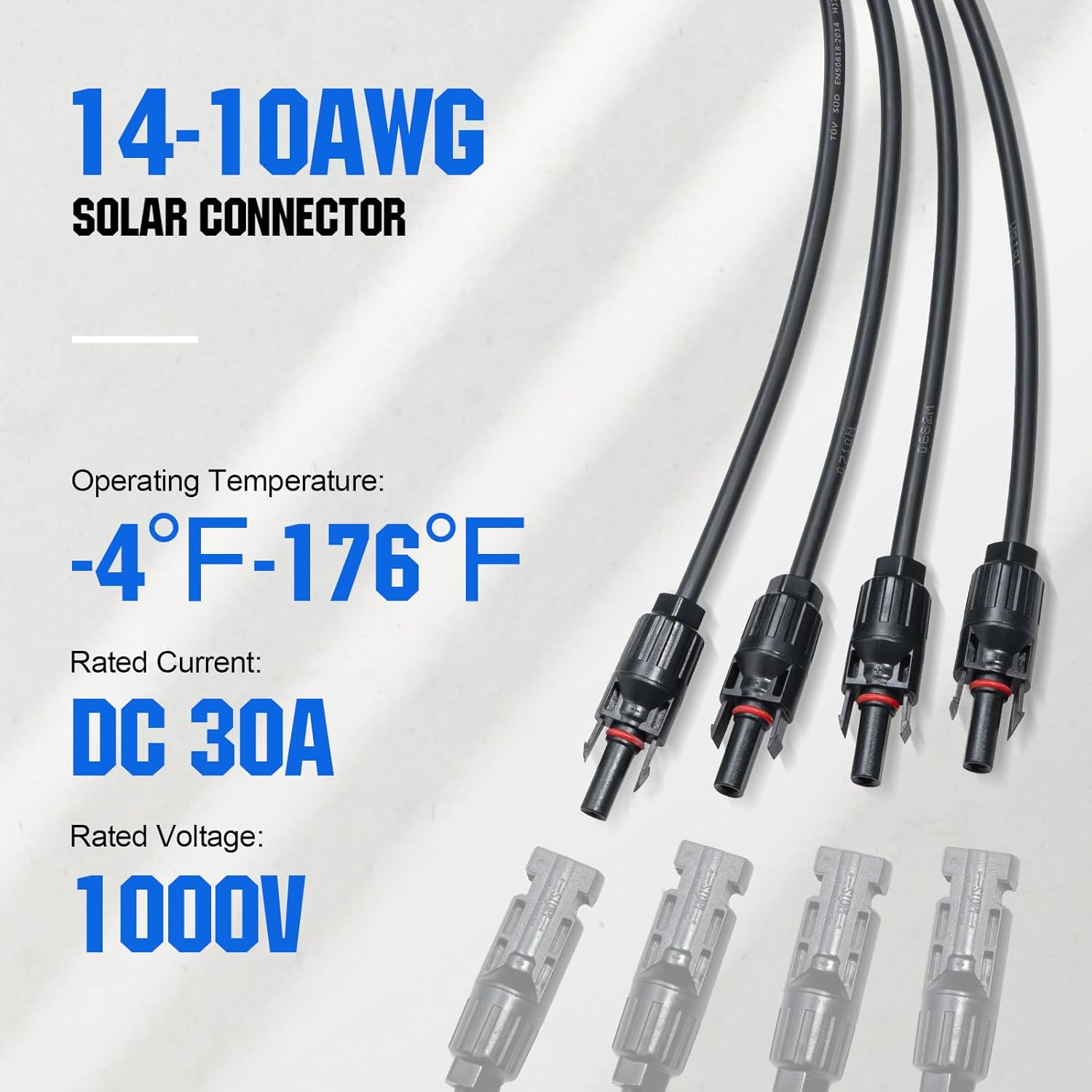 ECO-WORTHY Solar Connectors Y Branch 1 to 4 Parallel PV Adapter Cable Wire Plug Tool Kit for Solar Panel(M/FFFF and F/MMMM) - Image 4