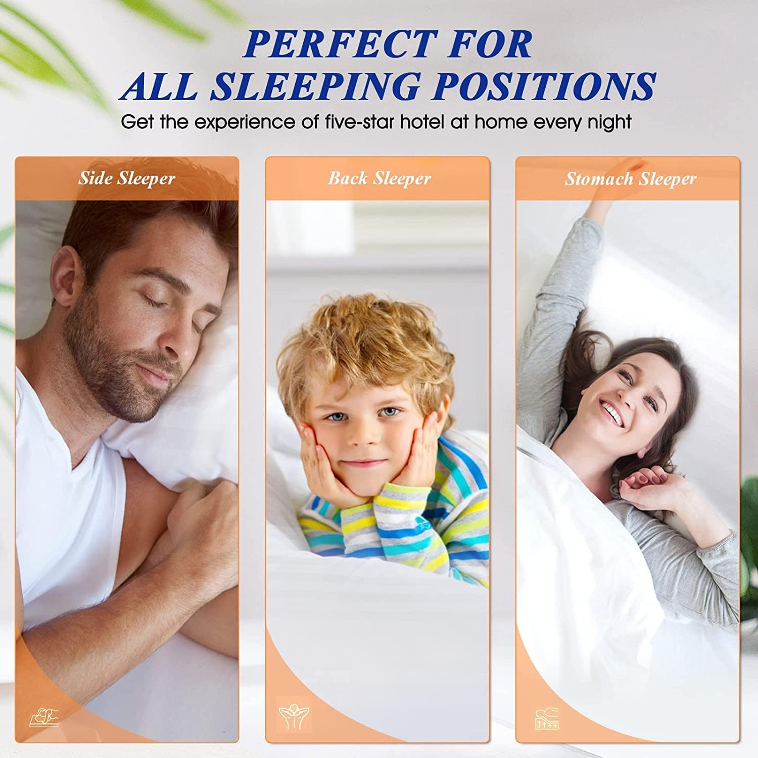 SEMZSOM Bed Pillows for Sleeping, King Size Pillows Set of 4 Luxury Hotel Pillows with Soft Fluffy Down Alternative Filling for Back, Stomach and Side Sleepers - Image 6