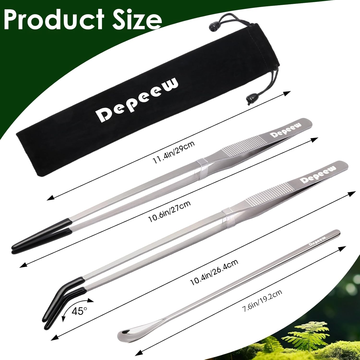 Reptile Feeding Tongs Long Tweezers, 4 Pack Stainless Steel Reptile Tweezers Set, 10.6" Straight & Curved Tweezers with Soft Rubber Tip, for Aquarium Terrarium, Crafts, Reptile Tank Accessories - Image 4