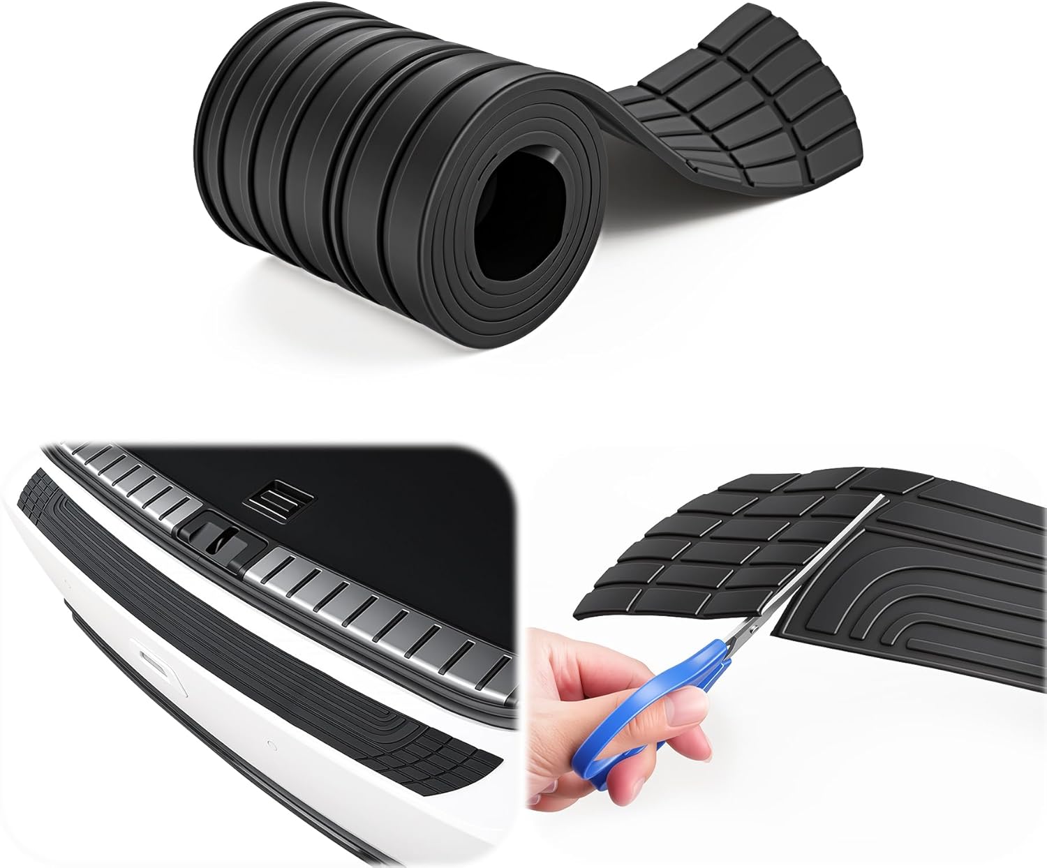 SINGARO Car Rear Bumper Protector, 42inch x3.4inch Car/SUV Universal Rubber Anti-Scratch Trunk Exterior Accessories