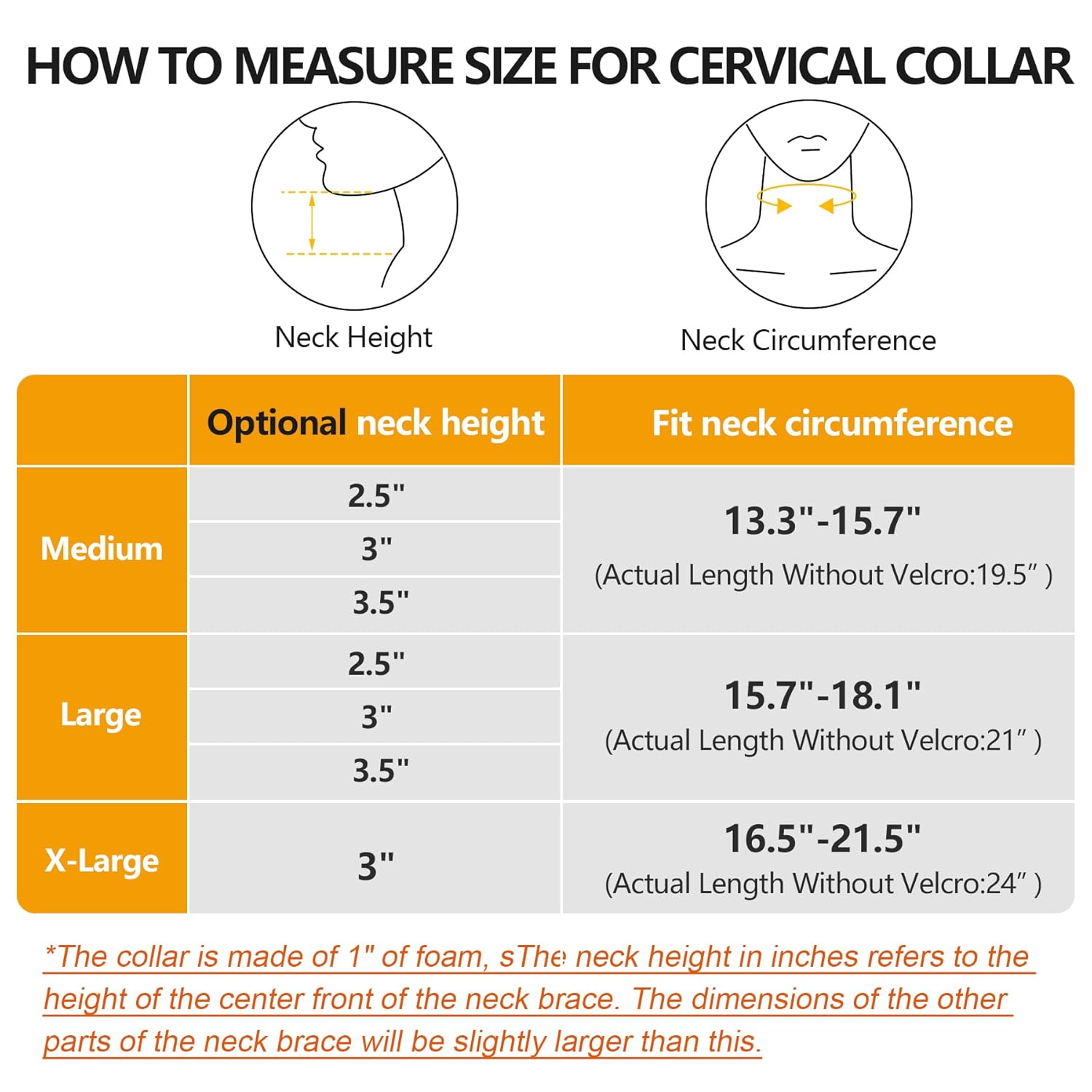 Soft Foam Neck Brace Universal Cervical Collar, Adjustable Neck Support Brace for Sleeping - Relieves Neck Pain and Spine Pressure, Neck Collar After Whiplash or Injury (3" Depth Collar, L) - Image 2