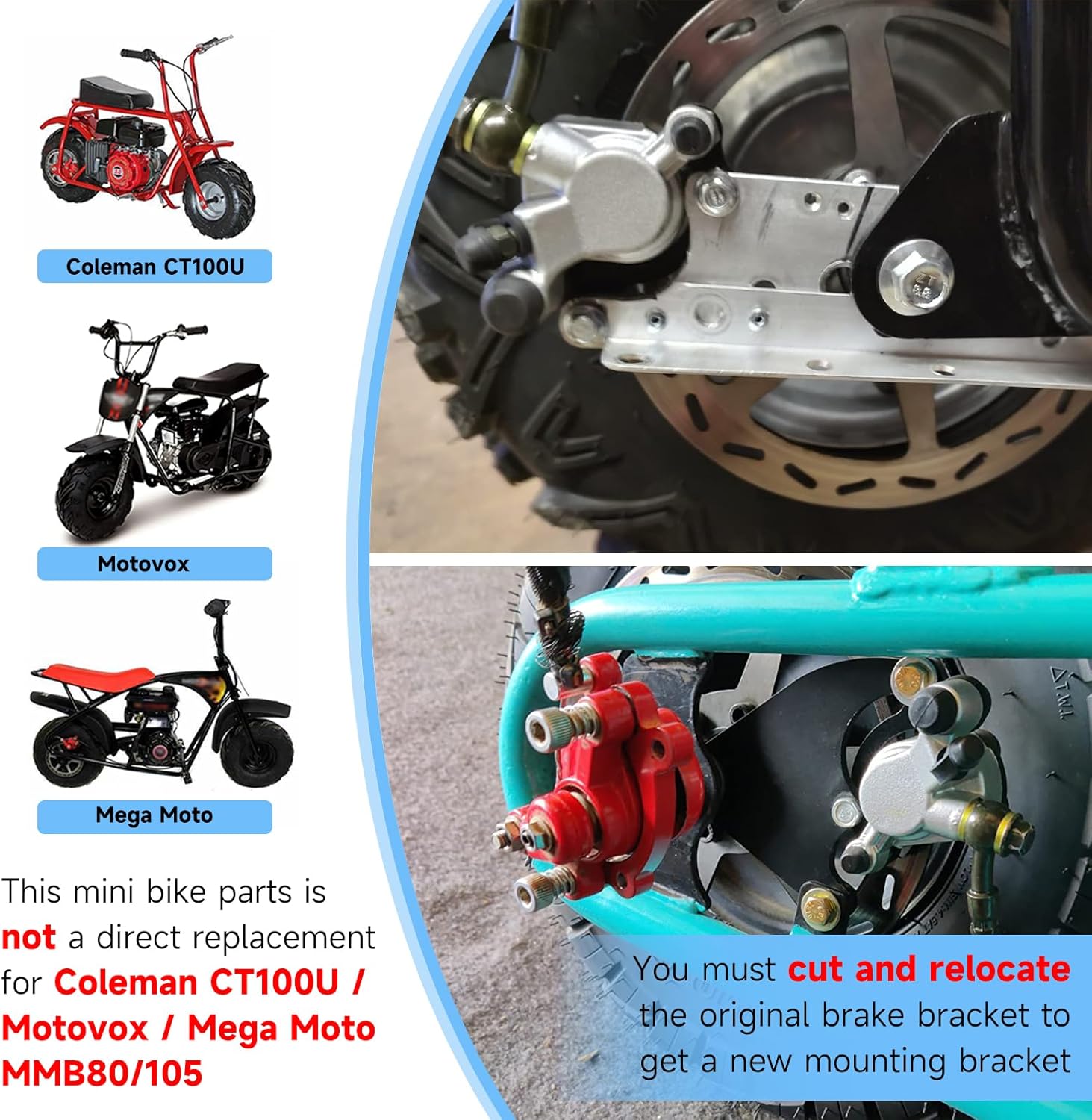 FVRITO Upgraded Mini Bike Hydraulic Disc Brake Kit for Baja DB30 Doodle Bug Blitz Dirt Bug Racer 97cc 79cc Predator 2.8hp Engine with 180mm Brake Disc Rotor Master Cylinder Caliper Pads Assembly Parts - Image 4