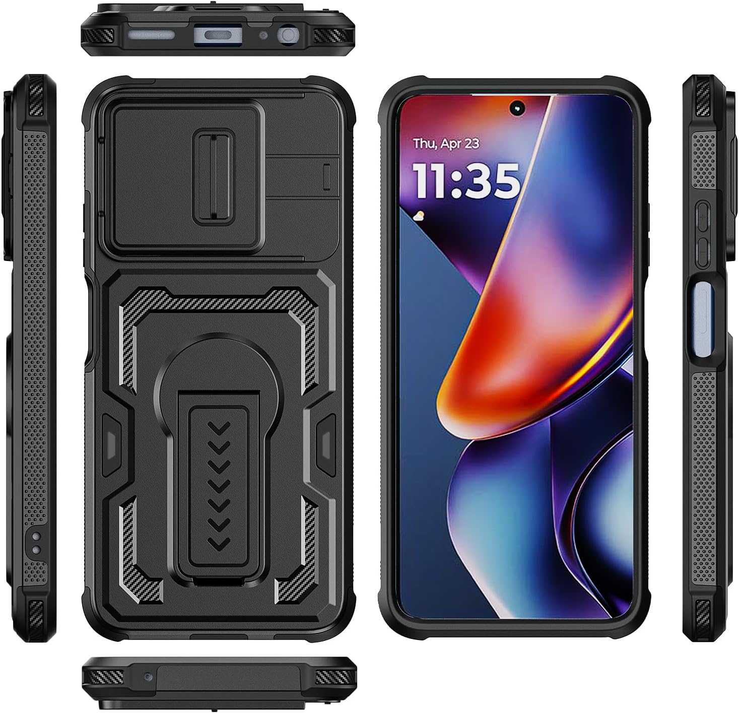 Lanhiem for Moto G 2026 / G Play 2026 / G 5G 2025 Case with HD Screen Protector, Slide Camera Cover, Military-Grade Shockproof Cover with Kickstand & Dual-Layer Protection, Anti-Slip Grip,Black - Image 8
