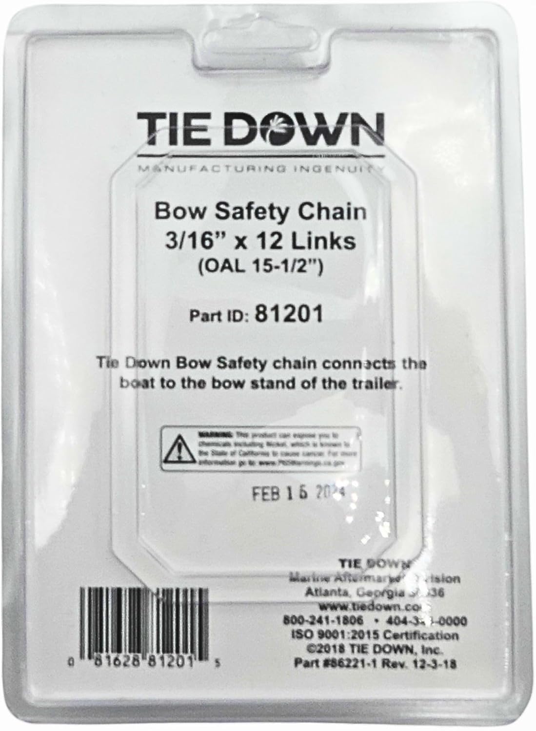 Tie Down Bow Safety Chain – 3/16 in. x 15-1/2 in. Steel, Zinc-Plated– Heavy Duty Marine Boat Trailer Safety Chain with 3/8 in. S-Hook & Wire Latch – Secure Towing Trailer Accessory Replacement Part - Image 7